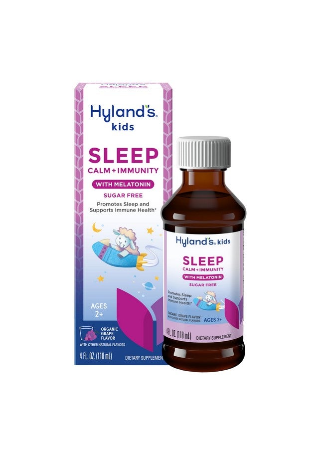 Hyland's Kids Sleep Calm and Immunity with Melatonin, Promotes Sleep and Supports Immune Health, Ages 2 and up, Grape Flavor, 4 Fl. Oz. - Image 1
