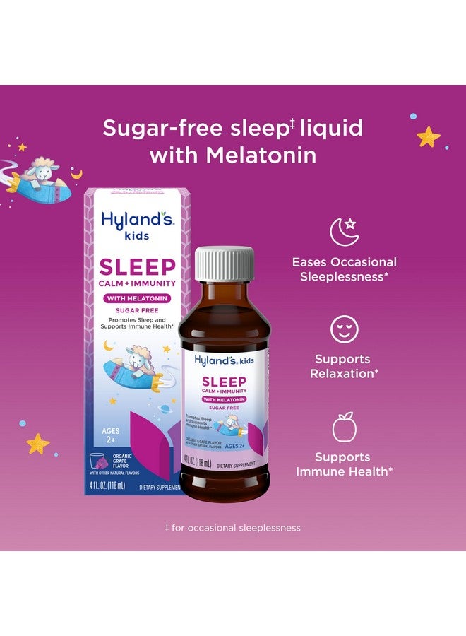 Hyland's Kids Sleep Calm and Immunity with Melatonin, Promotes Sleep and Supports Immune Health, Ages 2 and up, Grape Flavor, 4 Fl. Oz. - Image 2