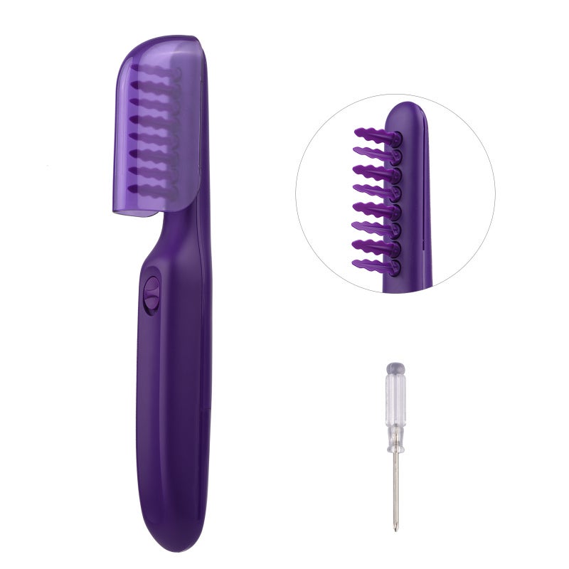 Electric Detangler Purple Brush - Gentle Scalp Massage Wet Dry Hair Knot Remover for Home Travel Hair Care - Image 2