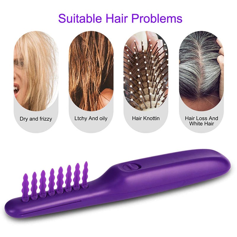 Electric Detangler Purple Brush - Gentle Scalp Massage Wet Dry Hair Knot Remover for Home Travel Hair Care - Image 3