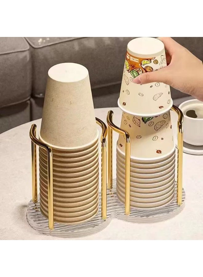 Acrylic  Cup Holder – Modern Desktop Water Cup Organizer with Gold Metal Stand for Tea, Coffee, and Beverage Stations - Image 4