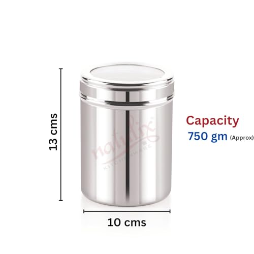 NATULIX 750gms Stainless Steel Containers for kitchen with See Through Lid | Kitchen Containers Set | Silver (1000ml - 6pcs) Food Grains Capacity - 750gms Approx - Image 3