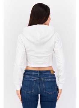 ESPRIT Women Hooded Long Sleeve Graphics Sweatshirt, White  - Image 3