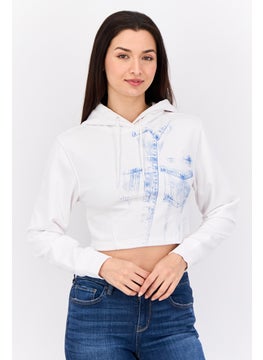 ESPRIT Women Hooded Long Sleeve Graphics Sweatshirt, White  - Image 1