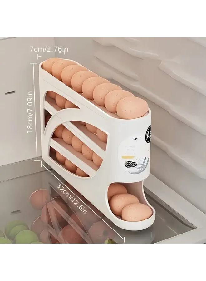 رف بيض دوار أبيض من 4 طبقات يحمل 30 بيضة بتصميم باب جانبي موفر للمساحة - Image 2