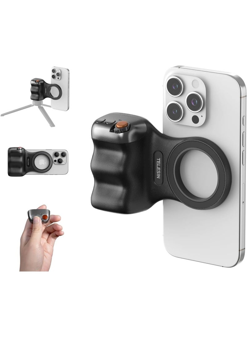 TELESIN Fun Shot Magnetic Phone Camera DSLR Style Shutter Grip for Magsafe iPhone & Android with Detachable Wireless Shutter Button -Comfort Ergonomic Phone Grip Handle Holder, Camera Attachment for iPhone - Image 1