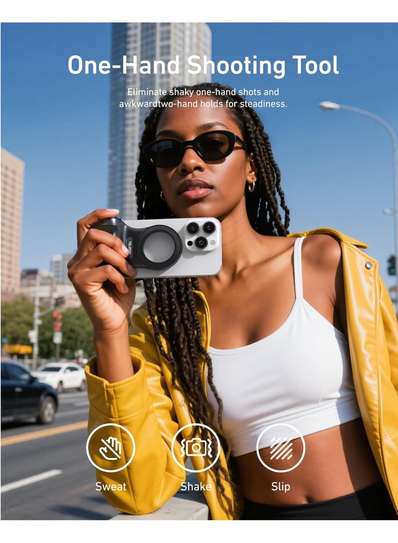 TELESIN Fun Shot Magnetic Phone Camera DSLR Style Shutter Grip for Magsafe iPhone & Android with Detachable Wireless Shutter Button -Comfort Ergonomic Phone Grip Handle Holder, Camera Attachment for iPhone - Image 3