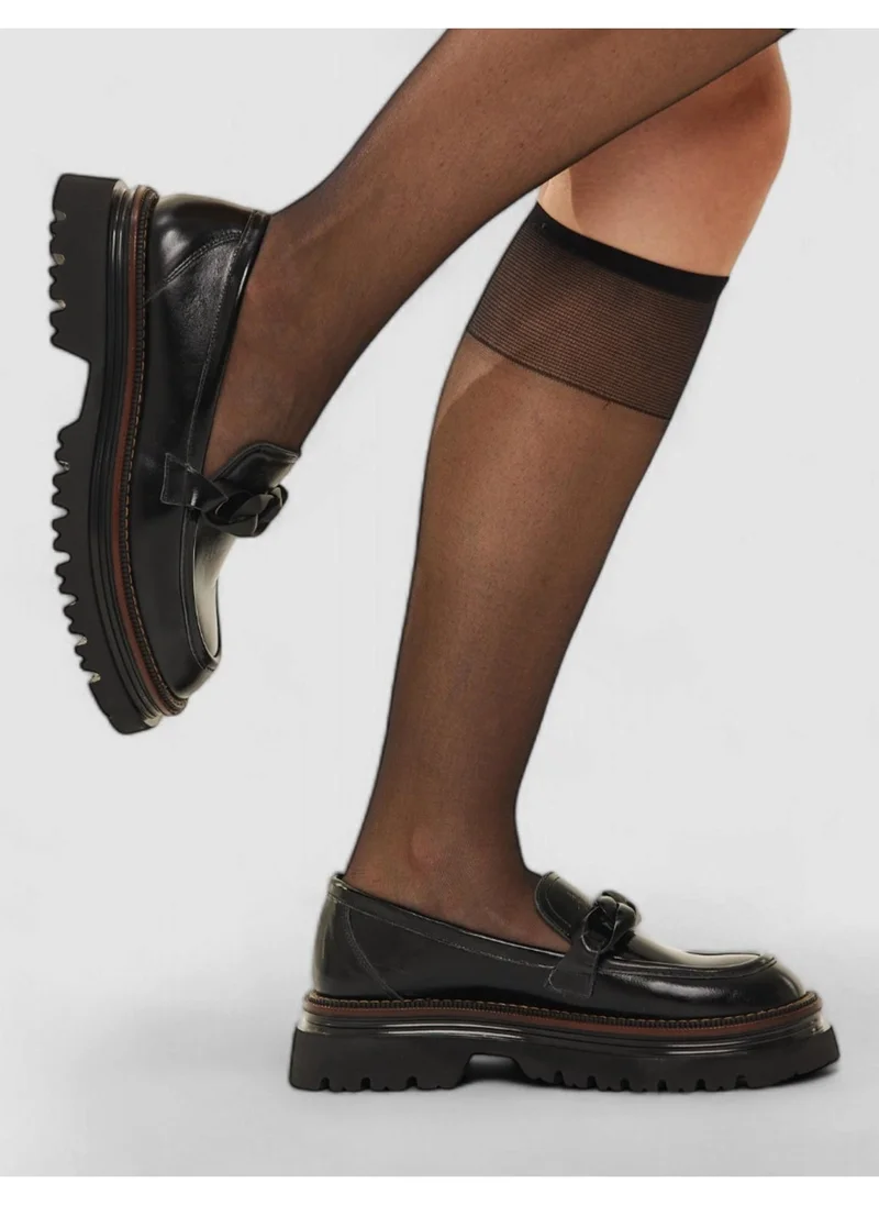 Cabani 100% Genuine Leather Black Patent Leather Buckled Women's Shoes