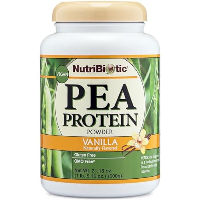 NutriBiotic Pea Protein Vanilla 21 Oz | Low Carb Vegan Plant Protein Powder | 100% Grown & Processed in the USA | Deliciously Creamy & BCAA-Rich | Made without Chemicals, GMOs & Gluten | Keto Friendly - Image 1