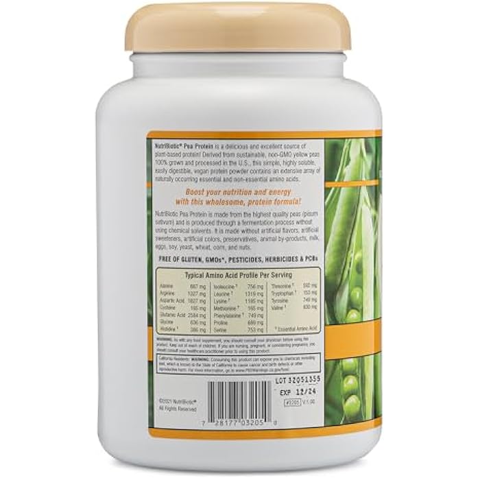 NutriBiotic Pea Protein Vanilla 21 Oz | Low Carb Vegan Plant Protein Powder | 100% Grown & Processed in the USA | Deliciously Creamy & BCAA-Rich | Made without Chemicals, GMOs & Gluten | Keto Friendly - Image 2