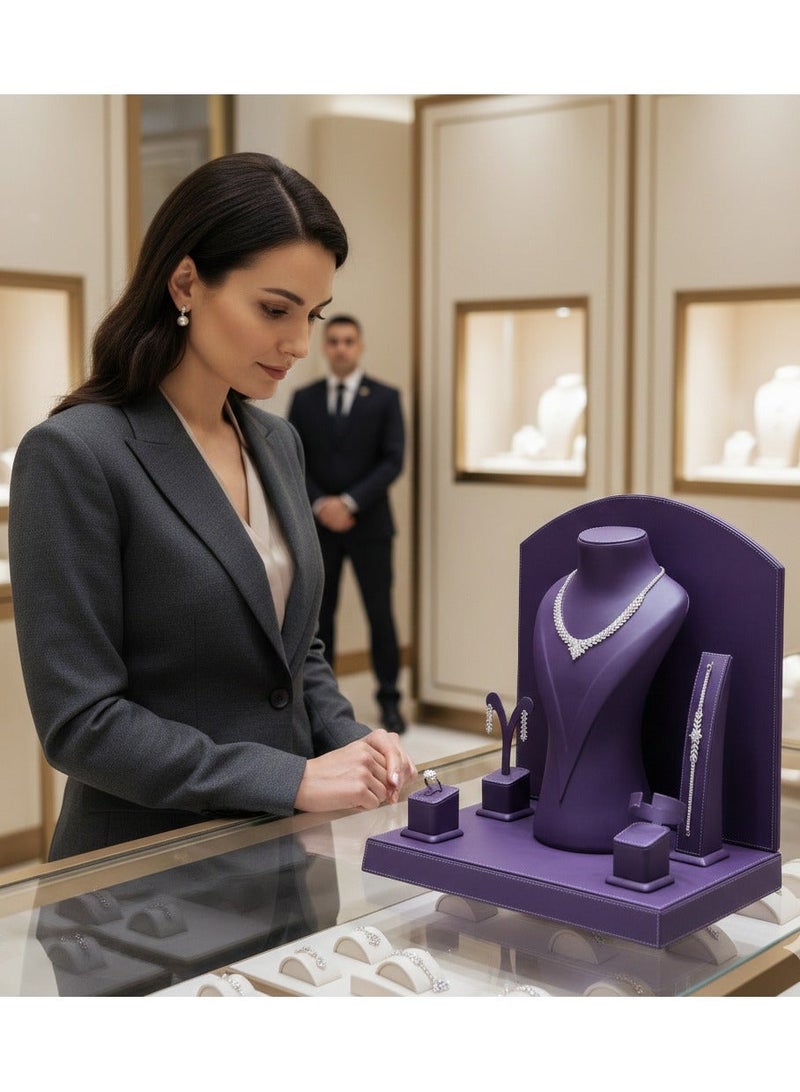 Al Seraj Luxury Full Jewellery Display Set Made in Dubai | Custom Color Premium Rexine Jewelry Organizer for Necklace, Ring, Earrings, Bracelet & Bangle | Professional Showroom & Exhibition Display - Image 3