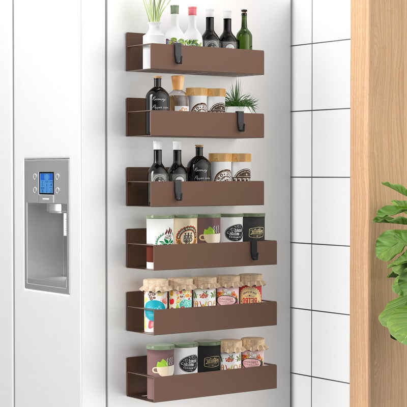 HuggieGems 6 Pack Magnetic Spice Storage Rack Organizer for Refrigerator and Oven, Bronze Fridge Organizers and Storage - Image 1