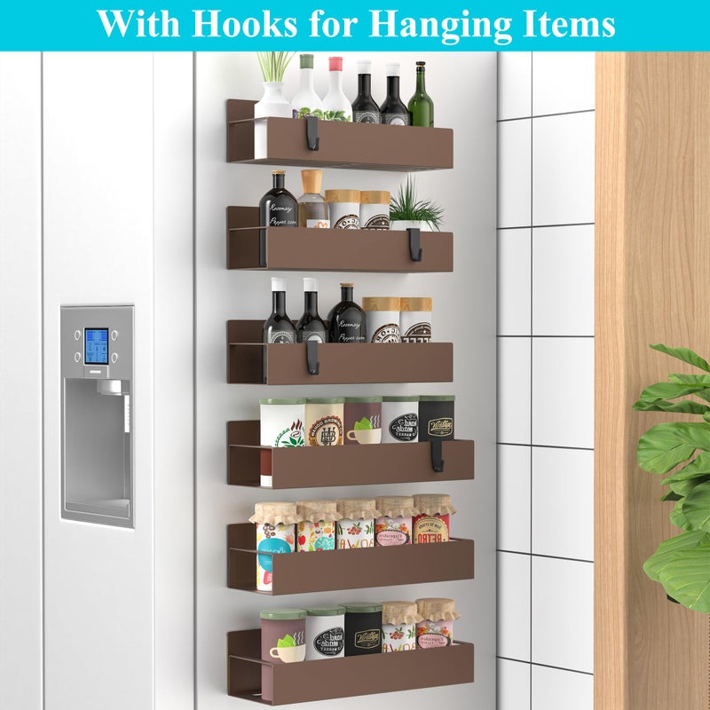 HuggieGems 6 Pack Magnetic Spice Storage Rack Organizer for Refrigerator and Oven, Bronze Fridge Organizers and Storage - Image 2