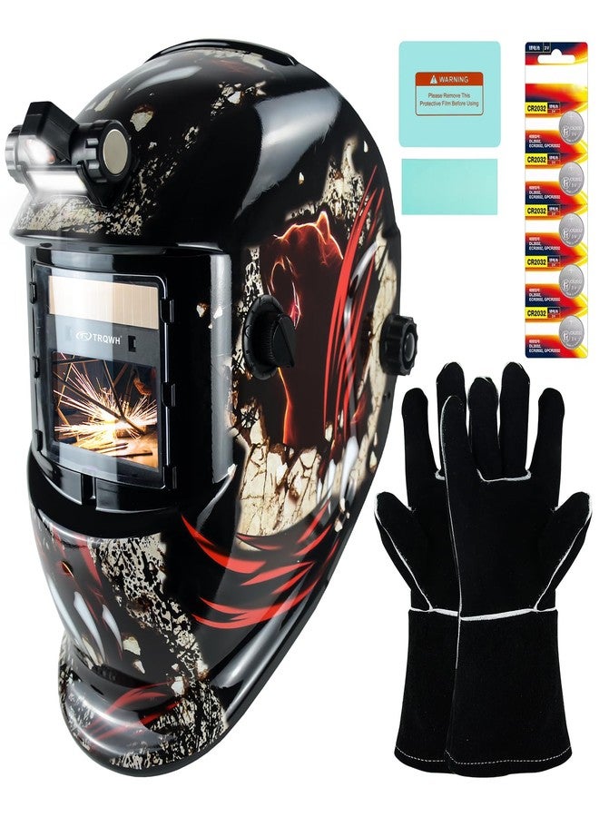 TRQWH Welding Helmet Auto Darkening Welding Hood with Light True Color 1/1/1/2 Top Optical Clarity Wide Shade 9-13 Welder Helmet Welding Mask with Grinding (KTS-HD105) - Image 1