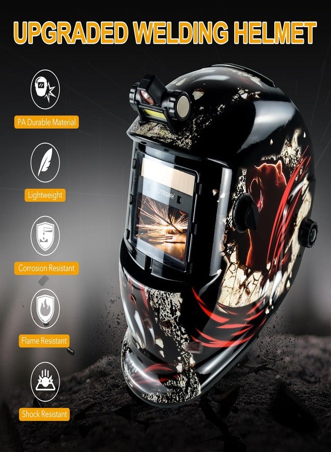 TRQWH Welding Helmet Auto Darkening Welding Hood with Light True Color 1/1/1/2 Top Optical Clarity Wide Shade 9-13 Welder Helmet Welding Mask with Grinding (KTS-HD105) - Image 2