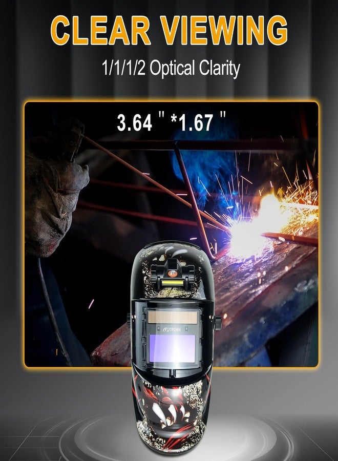 TRQWH Welding Helmet Auto Darkening Welding Hood with Light True Color 1/1/1/2 Top Optical Clarity Wide Shade 9-13 Welder Helmet Welding Mask with Grinding (KTS-HD105) - Image 3