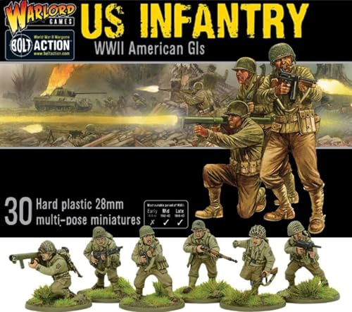 Warlord Games US Infantry GIs 28mm Scale Plastic Miniatures for Bolt Action Highly Detailed World War 2 Miniatures for Tabletop Wargaming - Image 1