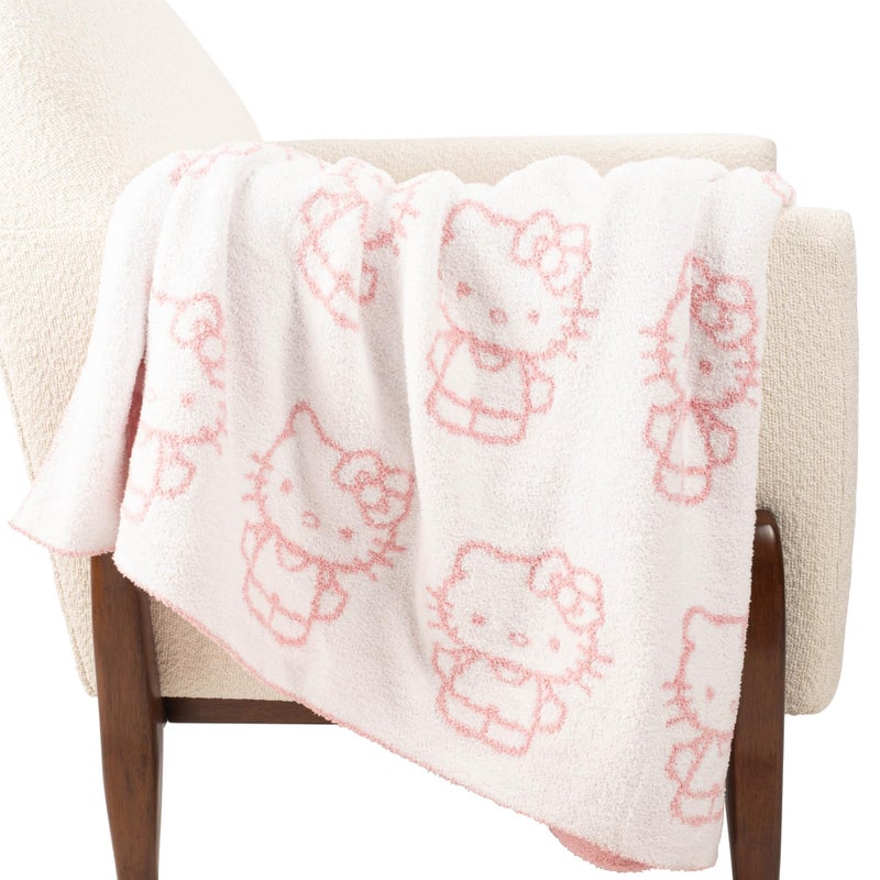Jay Franco Sanrio Hello Kitty Feather Knit Fluffy Throw Blanket â€“ Reversible Cozy Fuzzy Blanket 50 x 60 Inches, Soft Lightweight Kawaii Pink Bedding for Girls and Kids - Image 3