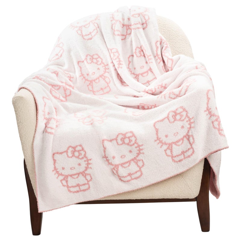 Jay Franco Sanrio Hello Kitty Feather Knit Fluffy Throw Blanket â€“ Reversible Cozy Fuzzy Blanket 50 x 60 Inches, Soft Lightweight Kawaii Pink Bedding for Girls and Kids - Image 1