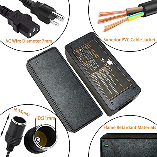 NALAKUVARA AC to DC Converter 110V to 12V 5A 60W Car Cigarette Lighter Adapter - Wall Plug Outlet Female Socket Converter - 110/120 to 12 Volt AC/DC Adapter Power Supply - Image 4