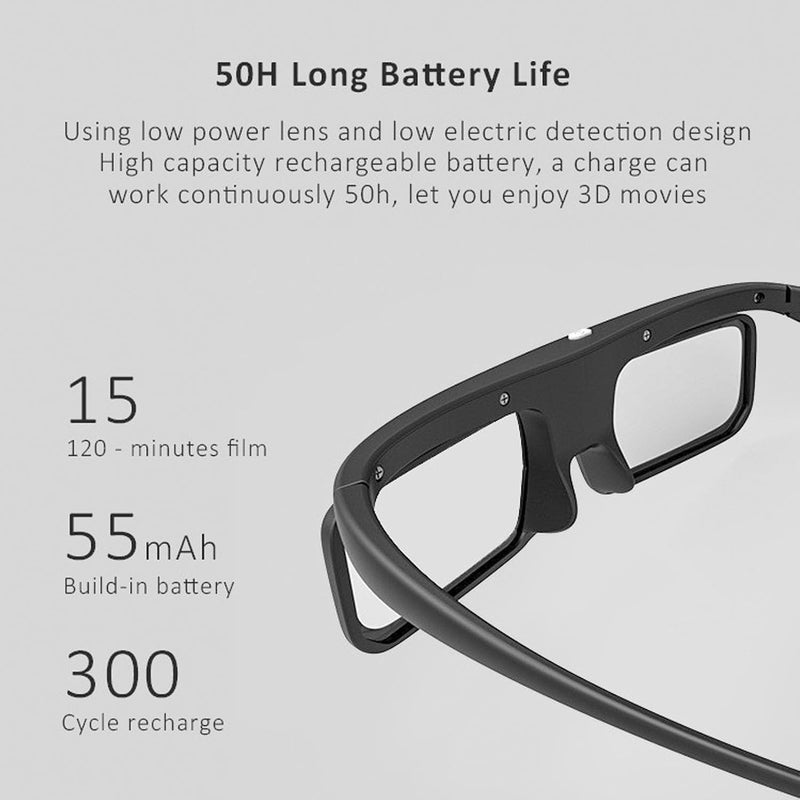 نظارات LICAEVEY DLP Link ثلاثية الأبعاد، نظارات مصراع نشط قابلة لإعادة الشحن متوافقة مع for500 3000 Pro 3500 Pro لتلفزيون Vanish وأجهزة عرض ثلاثية الأبعاد أخرى (عبوة من 2) استخدام يومي واسع - Image 3