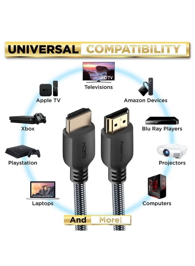 Reacon كابل HDMI 4K بطول 5 م | سرعة عالية، نايلون مضفر وموصلات ذهبية، 4K @ 60Hz، Ultra HD، 2K، 1080P، ARC وتصنيف CL3 | للابتوب، الشاشة، PS5، PS4، Xbox One، Apple TV PC - Image 3