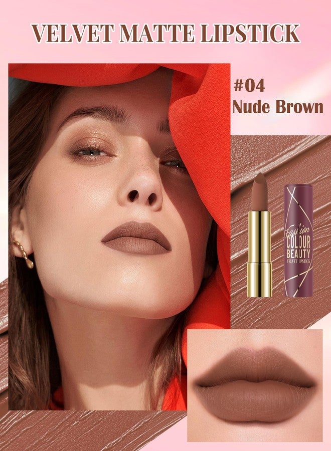 Lestpola Nude Brown Velvet Matte Lipstick, Waterproof Long Lasting Lipstick for Women, High Pigmented Non-Stick Lip Tint Stain, Smudge-Proof Lightweight, Cream Smooth Lipgloss Lip Stick Mother's Day Makeup-04 - Image 2