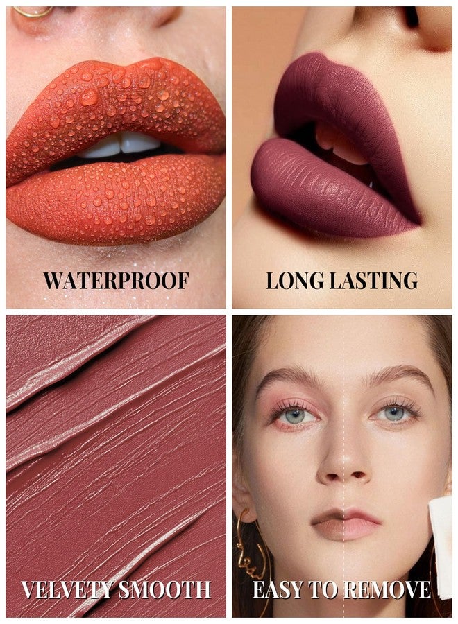 Lestpola Nude Brown Velvet Matte Lipstick, Waterproof Long Lasting Lipstick for Women, High Pigmented Non-Stick Lip Tint Stain, Smudge-Proof Lightweight, Cream Smooth Lipgloss Lip Stick Mother's Day Makeup-04 - Image 3