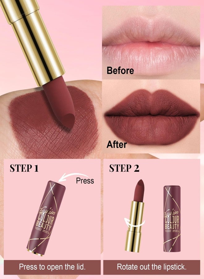 Lestpola Nude Brown Velvet Matte Lipstick, Waterproof Long Lasting Lipstick for Women, High Pigmented Non-Stick Lip Tint Stain, Smudge-Proof Lightweight, Cream Smooth Lipgloss Lip Stick Mother's Day Makeup-04 - Image 4