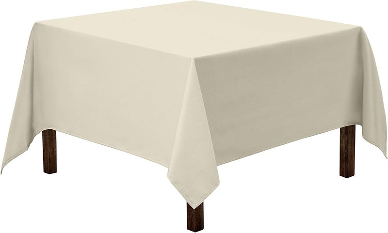 Gee Di Moda Square Tablecloth - 52 x 52 Inch Ivory Table Cloth for Small Square or Round Tables - Heavy Duty Washable Fabric - for Buffet Table, Holiday Party, Dinner, Wedding & Baby Shower - Image 1