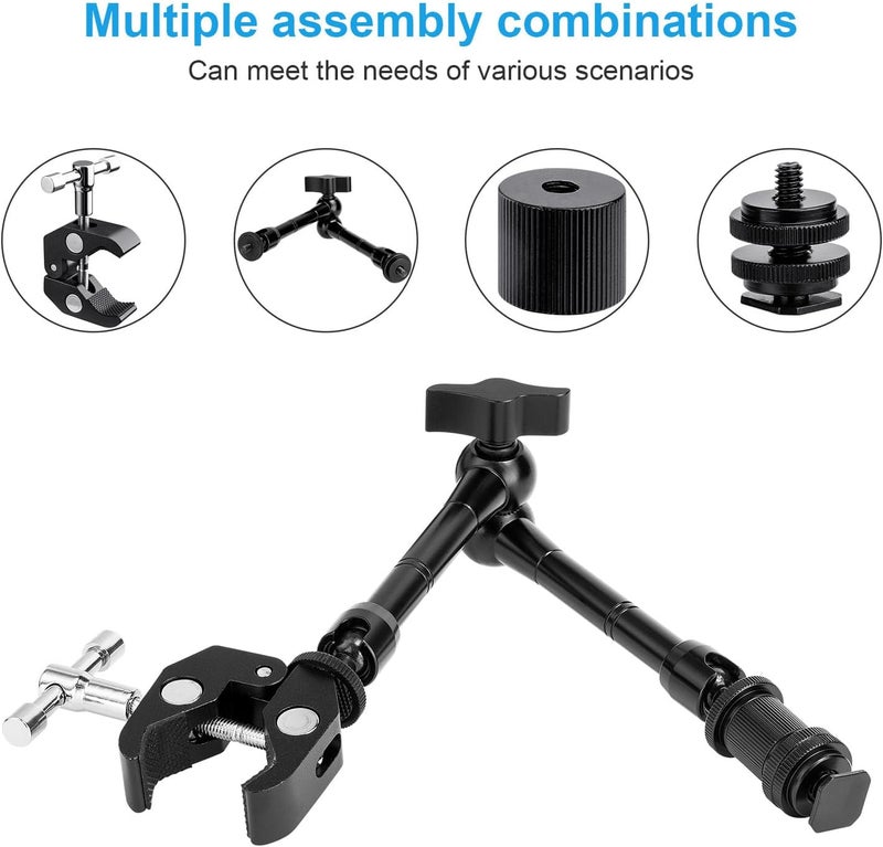 FOMITO 11 inch Articulating Magic Arm + Super Clamp for DSLR Rig Camera to LCD Monito, LED Video Light - Image 5