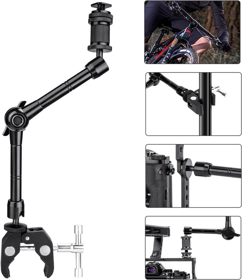 FOMITO 11 inch Articulating Magic Arm + Super Clamp for DSLR Rig Camera to LCD Monito, LED Video Light - Image 2