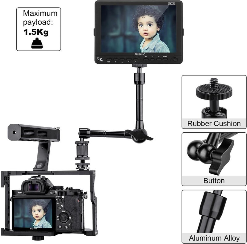 FOMITO 11 inch Articulating Magic Arm + Super Clamp for DSLR Rig Camera to LCD Monito, LED Video Light - Image 3