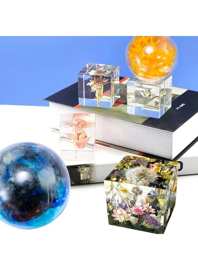 FineGood 6 Pcs Sphere & Cube Resin Moulds - FineGood Clear Silicone Epoxy Moulds for DIY Crystal Ball, Resin Candle & Soap - Image 2