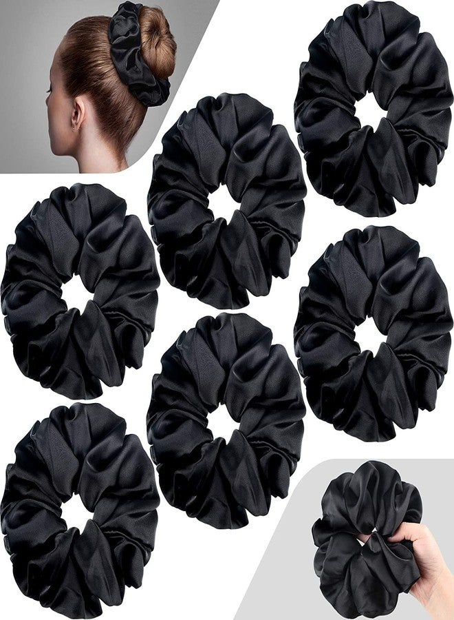 Big Box Satin Scrunchies Anti-Hair-Breakage, Hair Ties, Scrunchies Set for Girls, Women, Best Gift for Sister, Friend, Mom (Black, Pack of 6) - Image 1