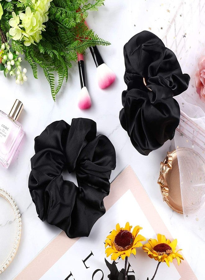 Big Box Satin Scrunchies Anti-Hair-Breakage, Hair Ties, Scrunchies Set for Girls, Women, Best Gift for Sister, Friend, Mom (Black, Pack of 6) - Image 4
