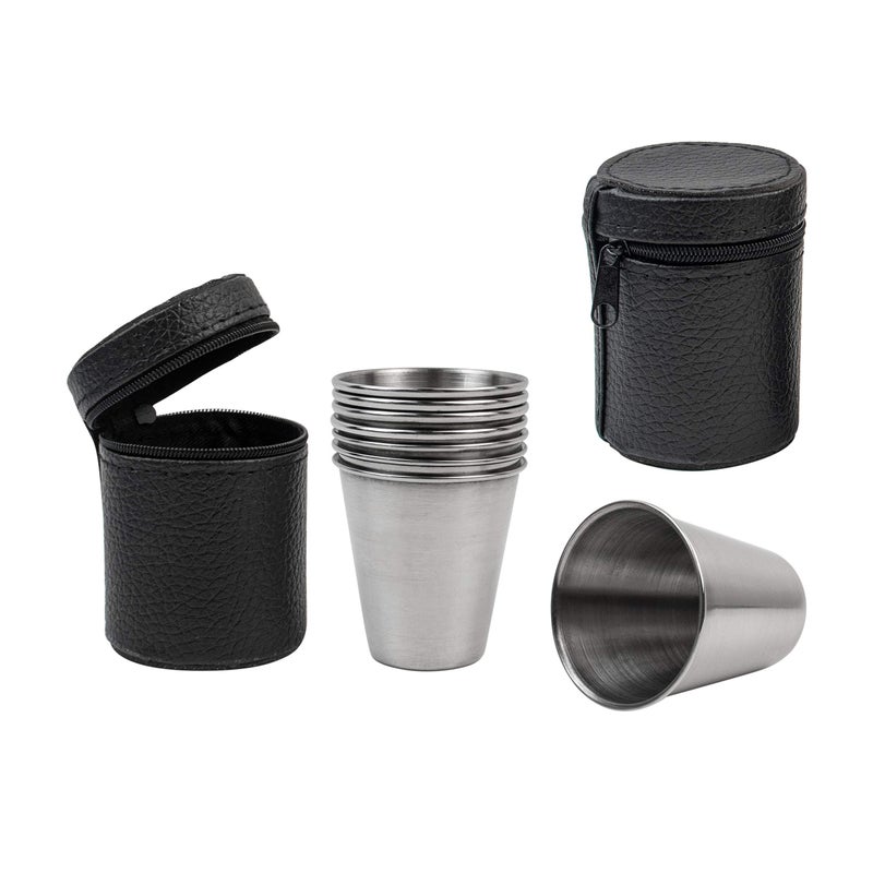 AUEAR AUEAR Stainless Steel Shot Glass Espresso Cups Barware Drinking Vessel for Bar Home Restaurant 23 Ounce70 ml 2 Sets 