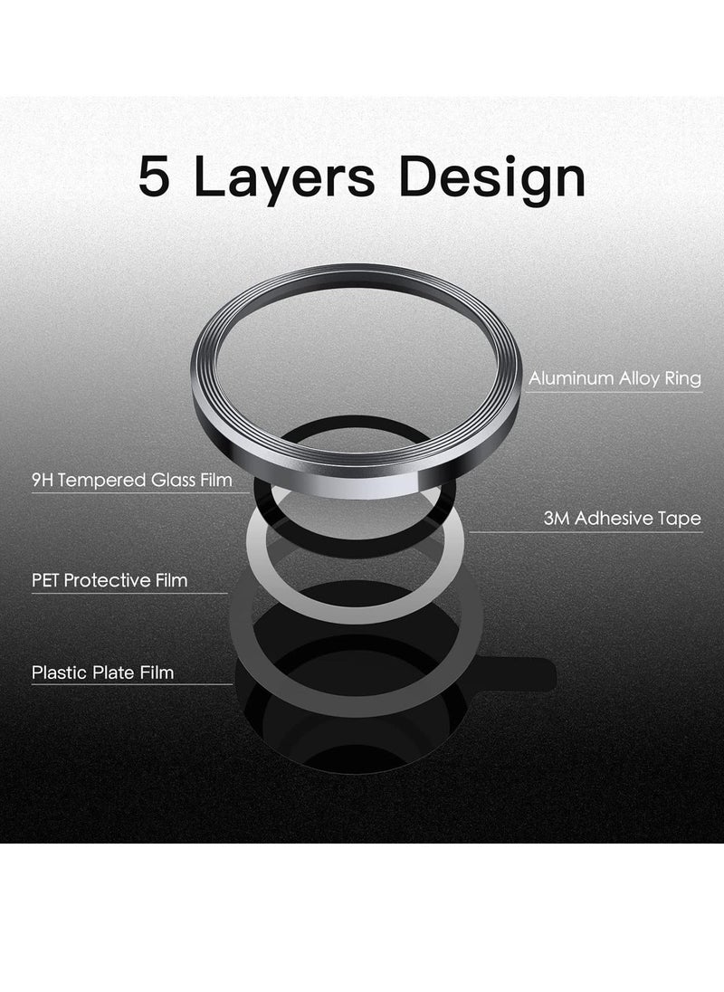 Raxoom Camera Lens Protector for iPhone 14 Pro 6.1-Inch and iPhone 14 Pro Max 6.7-Inch, 9H Tempered Glass Metal Individual Ring Cover, HD Clear, 3-Pack (Space Black) - Image 2