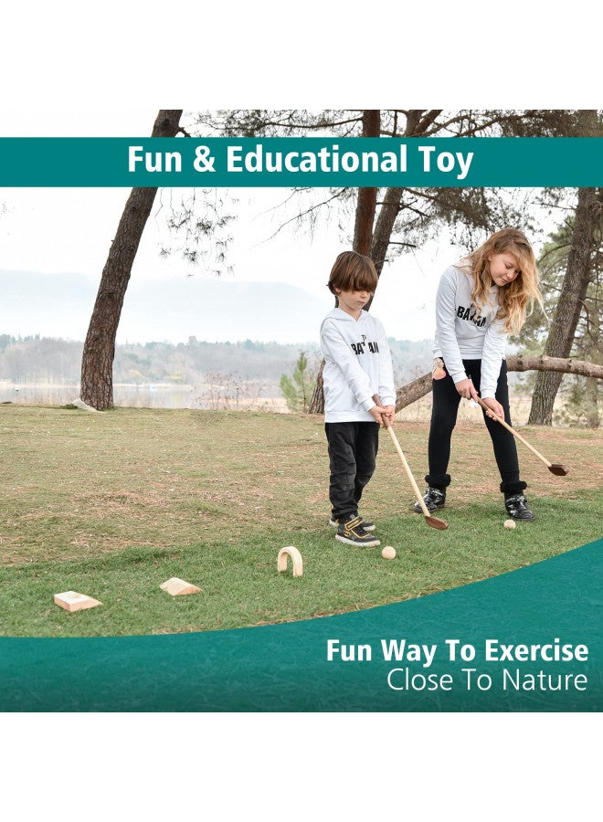 Teal Elite Kids Golf Set Mini Golf Toy for Indoor and Outdoor Play Toddler Golf Set Includes 2 Clubs, 2 Balls, Holes, and Obstacles Premium Natural Wood Ideal Gift For Boys and Girls age 3 4 5 - Image 1