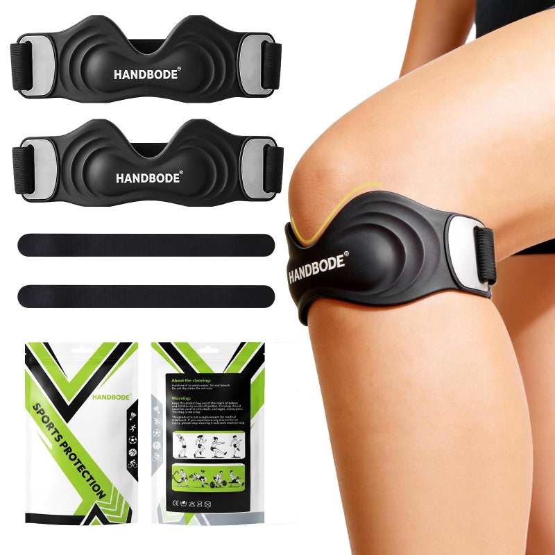 HANDBODE Patellar Tendon Support Strap, Silicone Knee Brace for men women, Adjustable Patella Band Support Pain Relief, Fit Hiking, Running, Basketball, Jumpers Knee, Osgood Schlatter, 2 Pack - Image 1