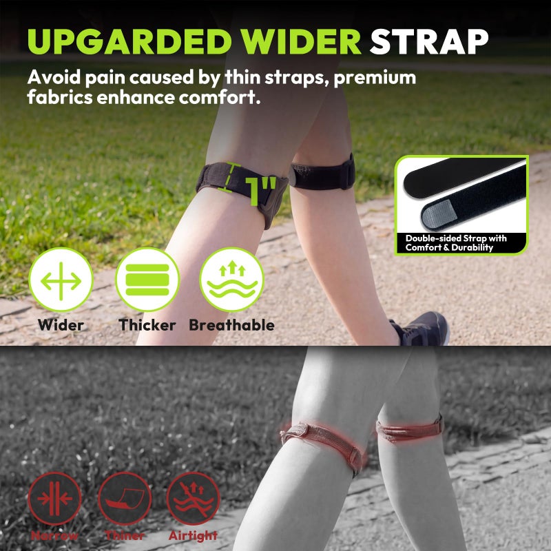 HANDBODE Patellar Tendon Support Strap, Silicone Knee Brace for men women, Adjustable Patella Band Support Pain Relief, Fit Hiking, Running, Basketball, Jumpers Knee, Osgood Schlatter, 2 Pack - Image 4
