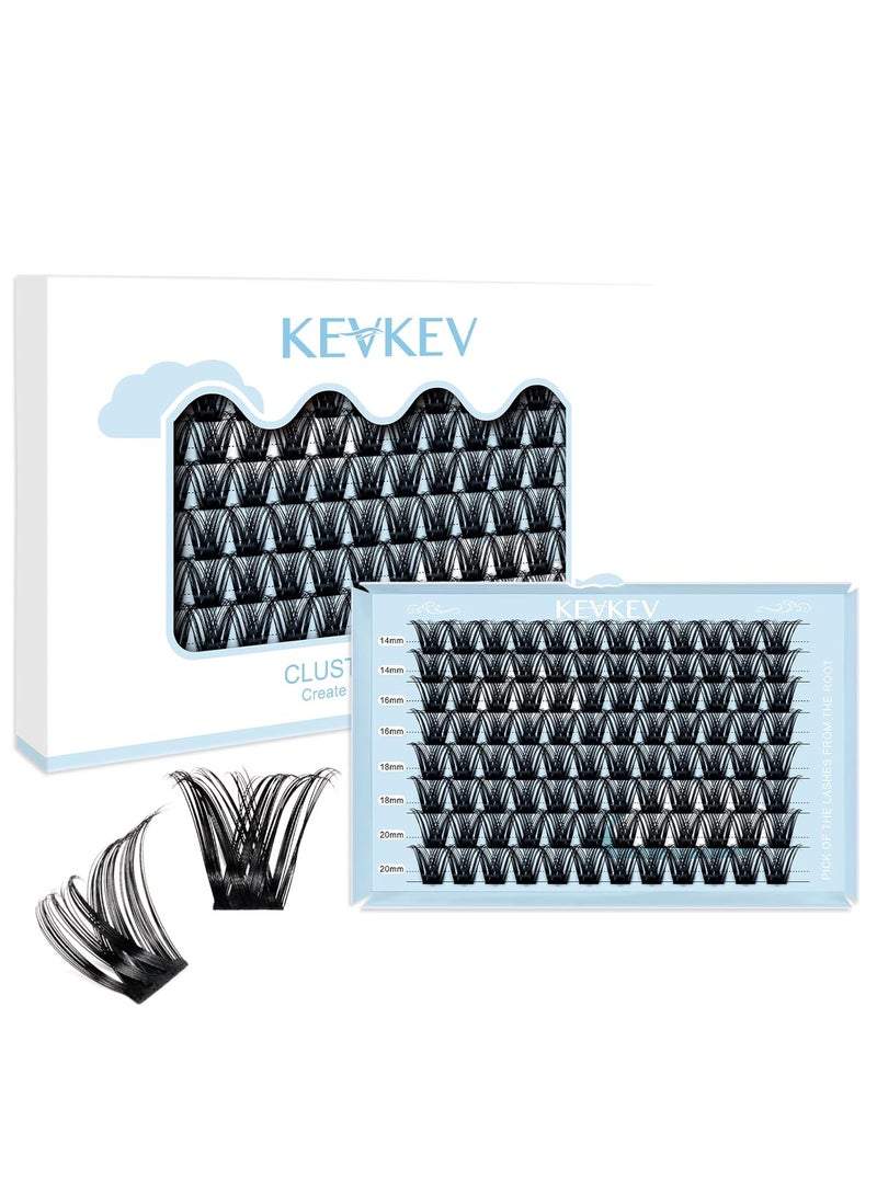 KevKev Lash Clusters 96 Pcs Cluster Lashes Eyelash Clusters DIY Cluster Eyelash Extensions Individual Lashes Thin Band & Soft(Cirrus,C-14-20mix) 