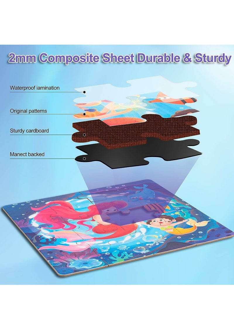 ألغاز مغناطيسية للأطفال من عمر 3 4 5 سنوات، ألغاز حورية البحر المحيطية 16-20-25 قطعة ألغاز، ألغاز حيوانات للأطفال، أنشطة سفر للسيارة، ألعاب سفر للأطفال - Image 4