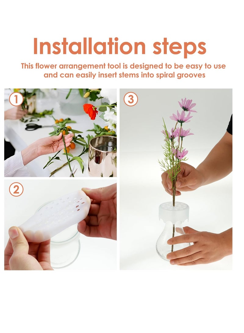 Barakah 3Pcs Spiral Ikebana Stem Holder, Reusable Silicone Flower Stem Holder, DIY Bouquet Twister Floral Arrangement Holder for Vases, 8x3.2cm (Combined Model) - Image 5