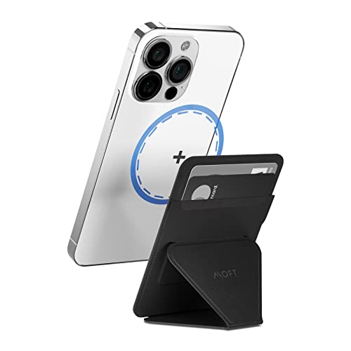 MOFT MagSafe Wallet for iPhone 15/14/13/12 Series, Strong Magnetic Phone Card Holder Fit 2 Cards & 3 Viewing Angles & Stain-Resistant Vegan Leather Phone Stand, Night Black - Image 1