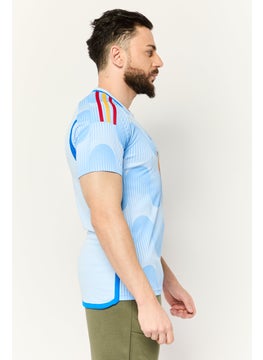 Adidas Men Slim Fit Short Sleeve Football Jersey, Blue  - Image 3