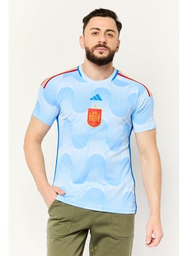 Adidas Men Slim Fit Short Sleeve Football Jersey, Blue  - Image 1
