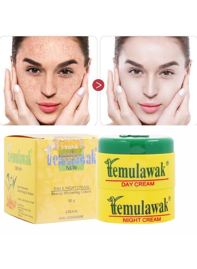 temulawak مجموعة تفتيح الكريم نهاراً وليلاً صابون وكريم لتفتيح وتوحيد لون البشرة ومعالجة التصبغات مع مستخلص الكركم وعشبة الألوة فيرا - 50 جرام - Image 5