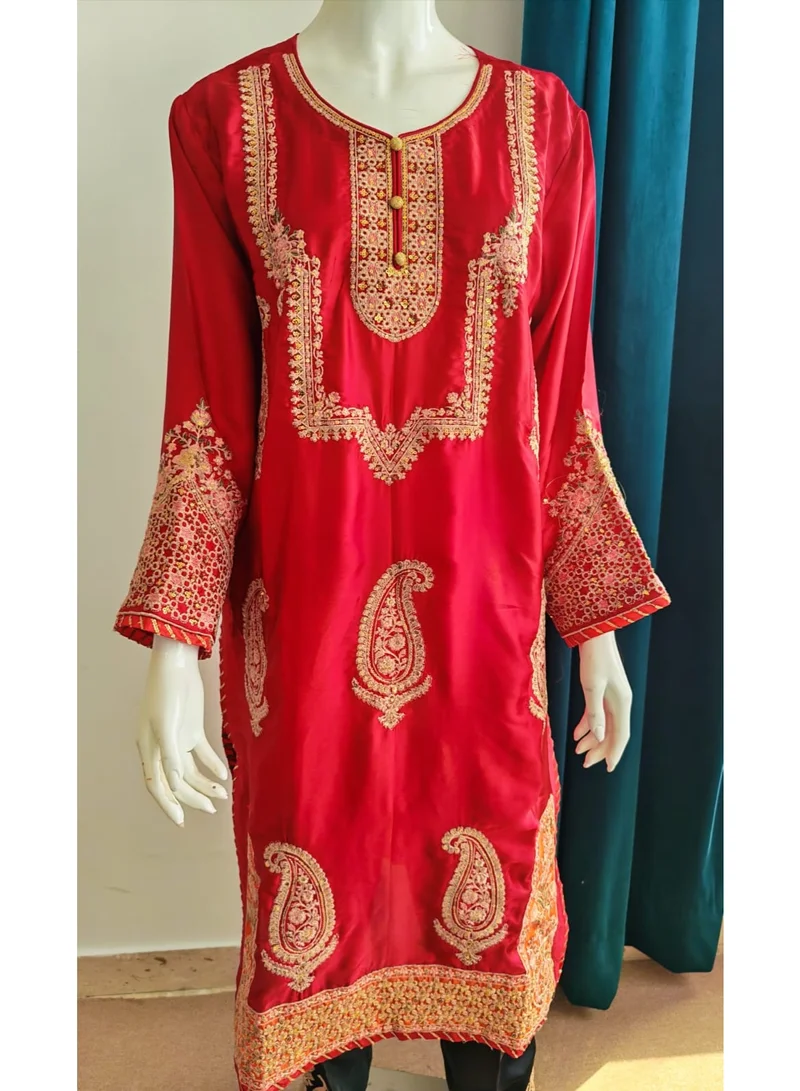 Bazm-A Fashion Atelier  Women's Luxury Embroidered 2-Piece Ethnic Wear Set - Red & Black, Chest 42-44 for Women | Best Price UAE