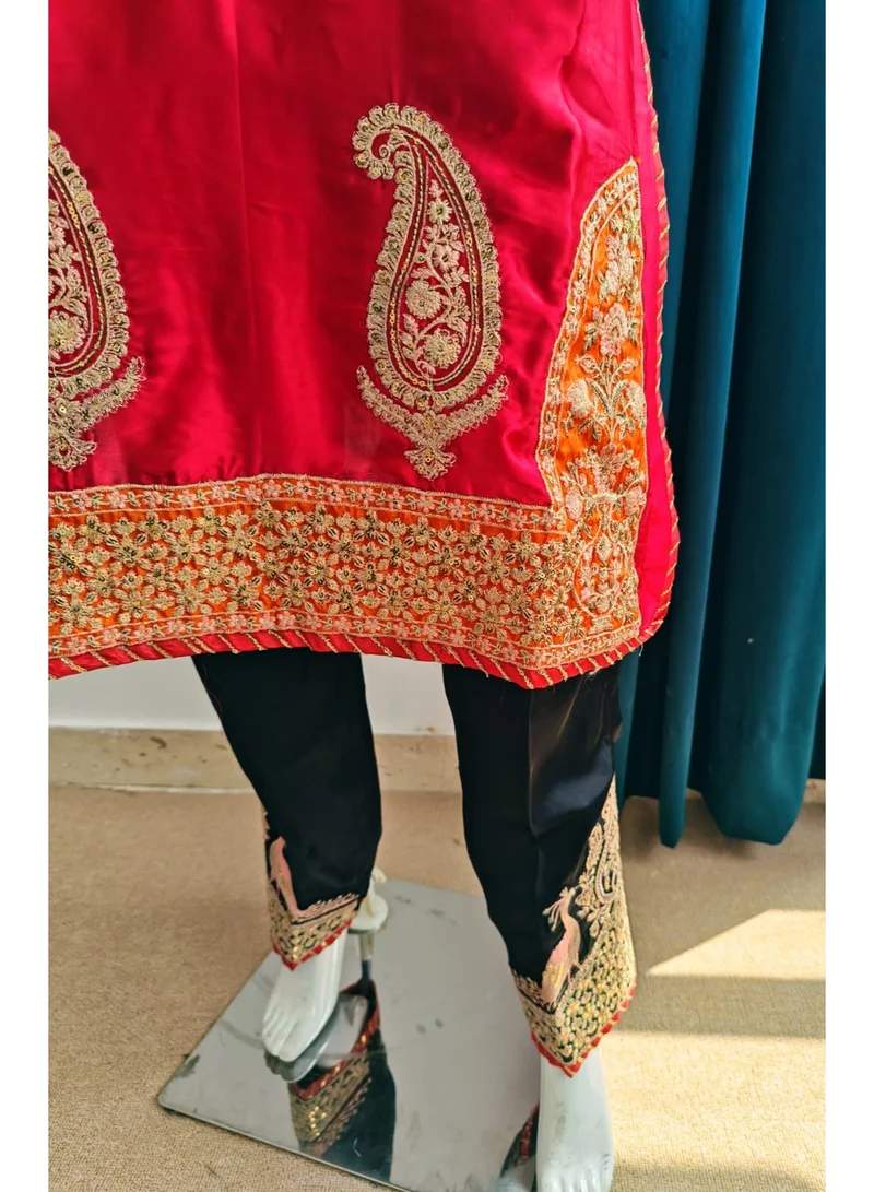 Bazm-A Fashion Atelier  Women's Luxury Embroidered 2-Piece Ethnic Wear Set - Red & Black, Chest 42-44 for Women | Best Price UAE